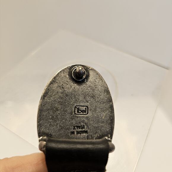 Black Leather Belt with Silver Buckle - Picture 4 of 8